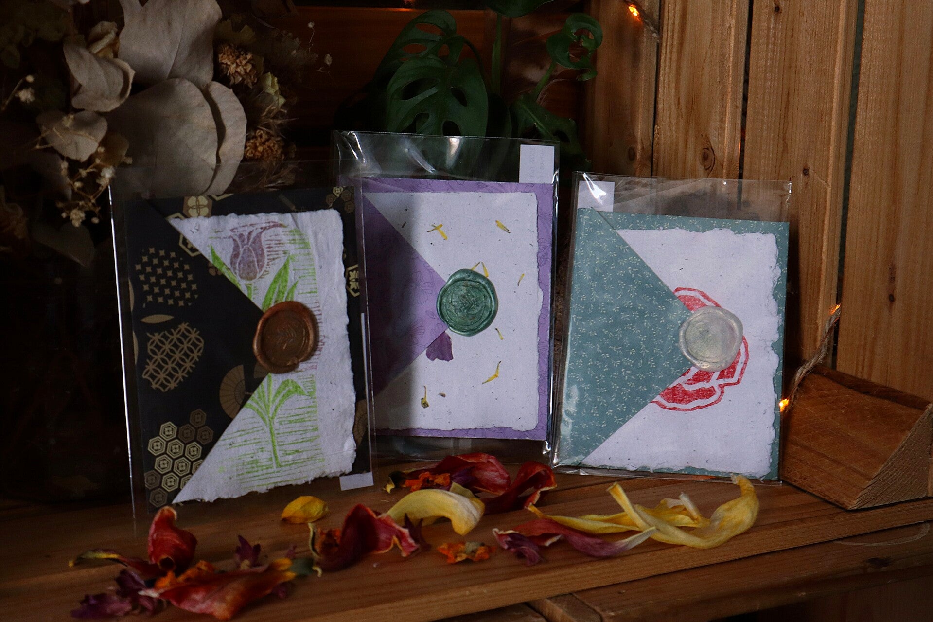 3 cartes et enveloppes A7 - Collection Oxalis