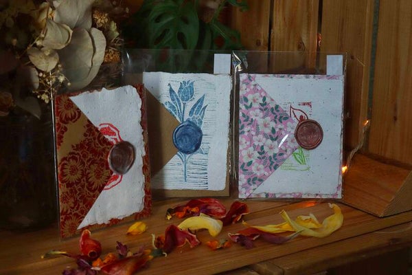 3 cartes et enveloppes A7 - Collection Dahlia