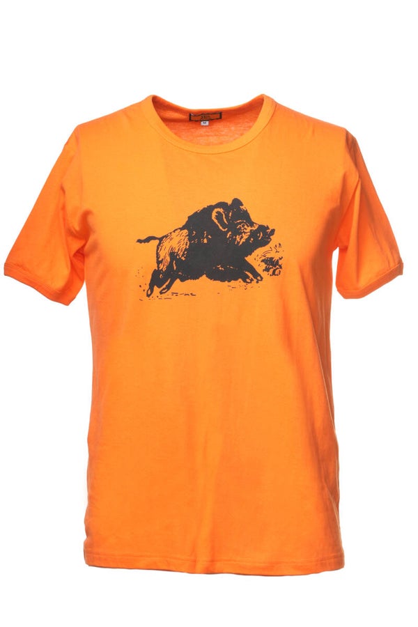 T-shirt stampa cinghiale fluo