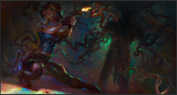 Jill Valentine and her Nemesis 17x11"