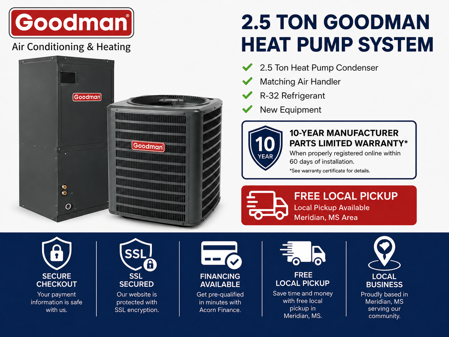 2.5 Ton Goodman Heat Pump System