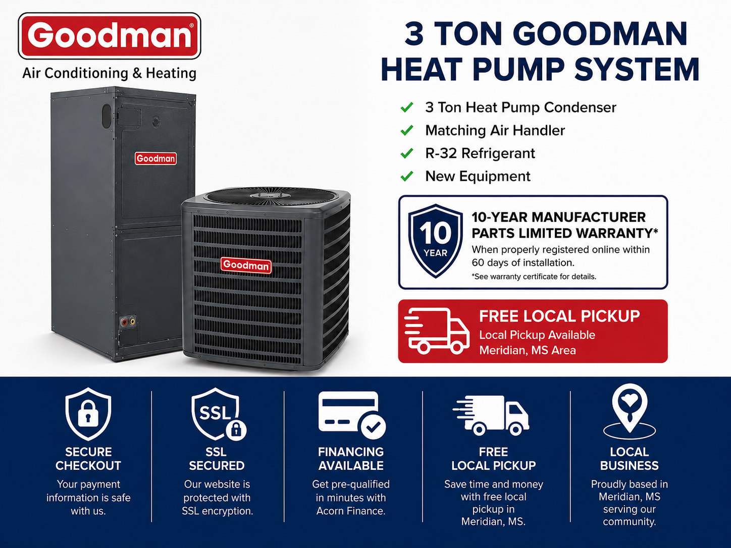 3 Ton Goodman Heat Pump System