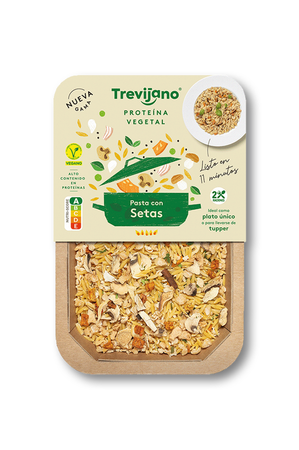 Pasta con setas deshidratada. Proteina vegetal.