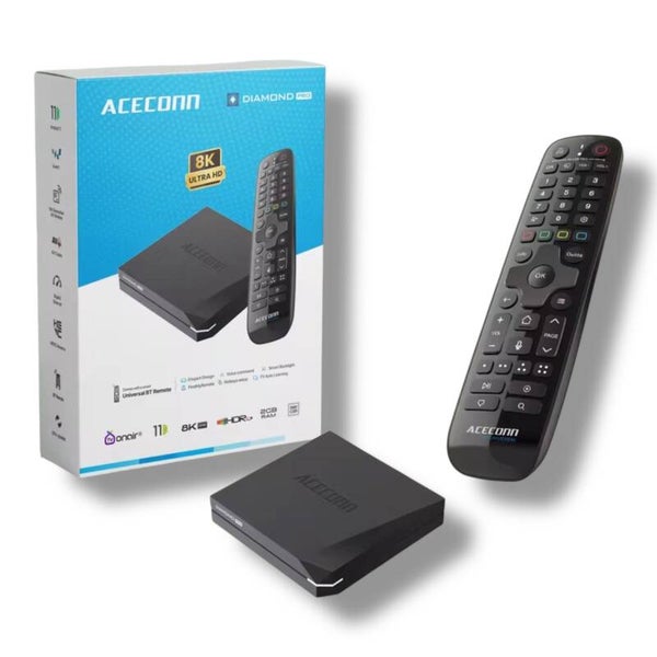 ACECONN Diamond Pro – Ultieme 4K/8K Android IPTV Box met Voice Remote & WiFi 6