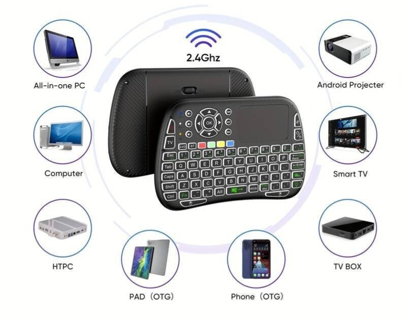alt="Draadloos mini toetsenbord met touchpad voor TV Box en smart TV"