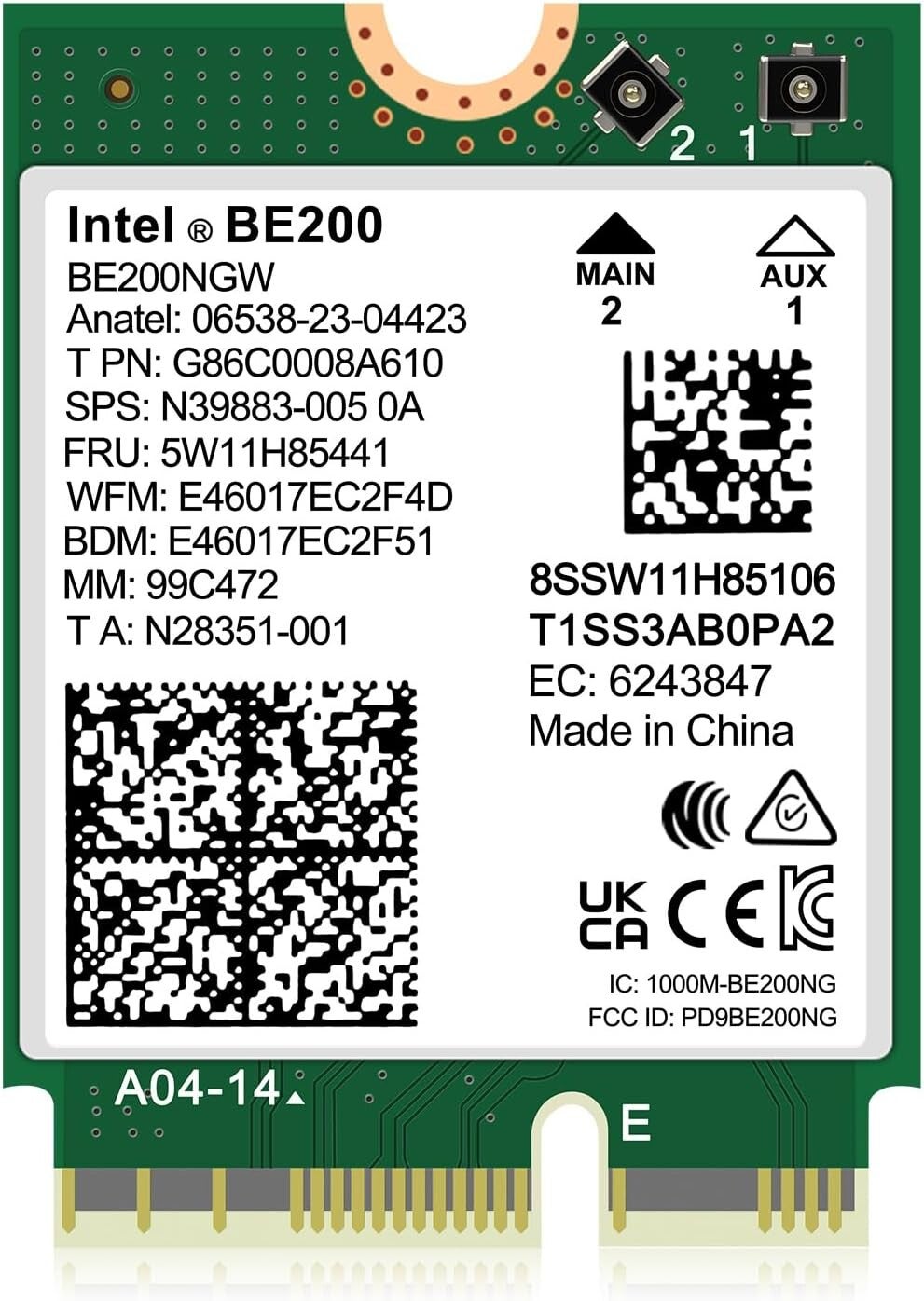 Intel BE200NGW – 2230 M.2 2x2 Tri-Band Wi-Fi 7 Draadloze Netwerkkaart