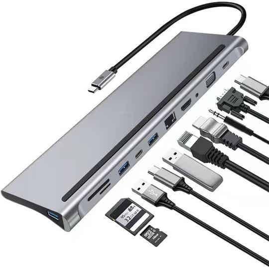 Docking Station USB C Hub - 11 Poorten