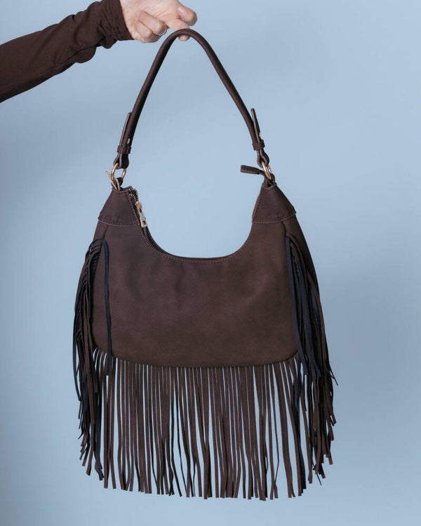 Borsa hobo con frange