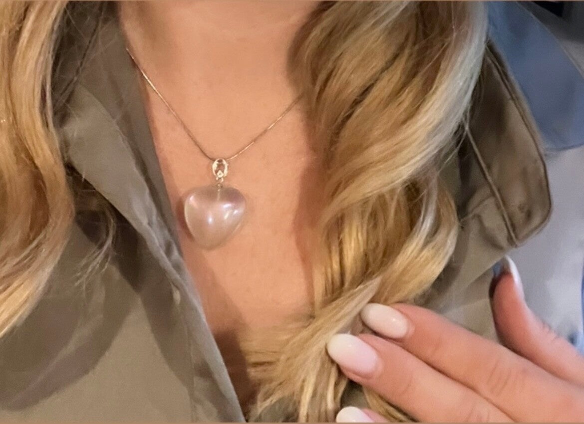 Zilveren Ketting met Aura Angel Quartz Hart