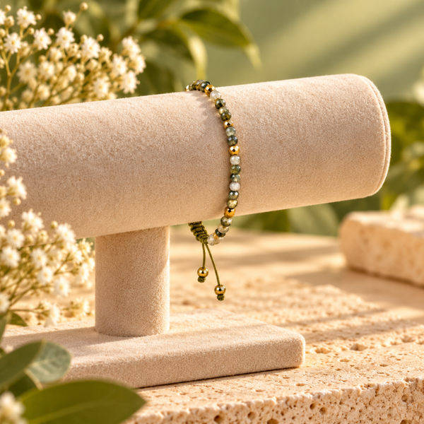 Mosagaat Armband met Gouden Accenten