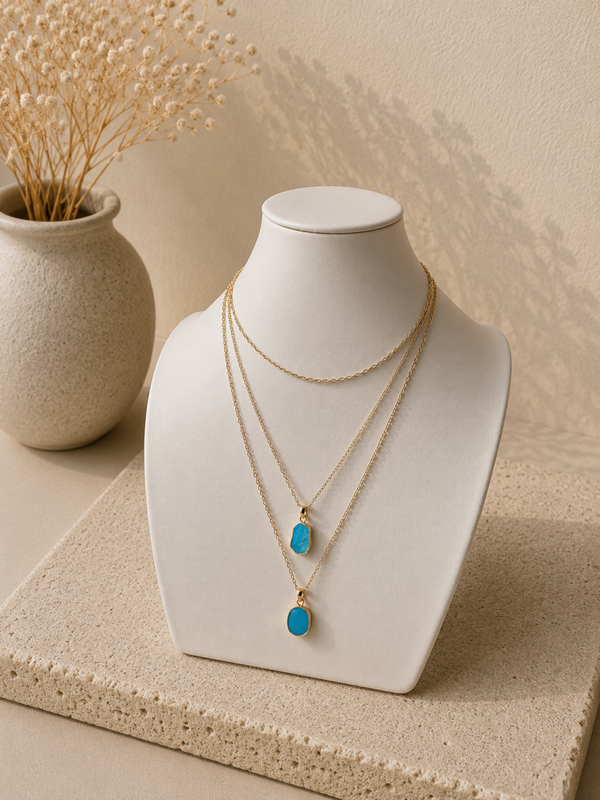 Multilaagse Turquoise Ketting