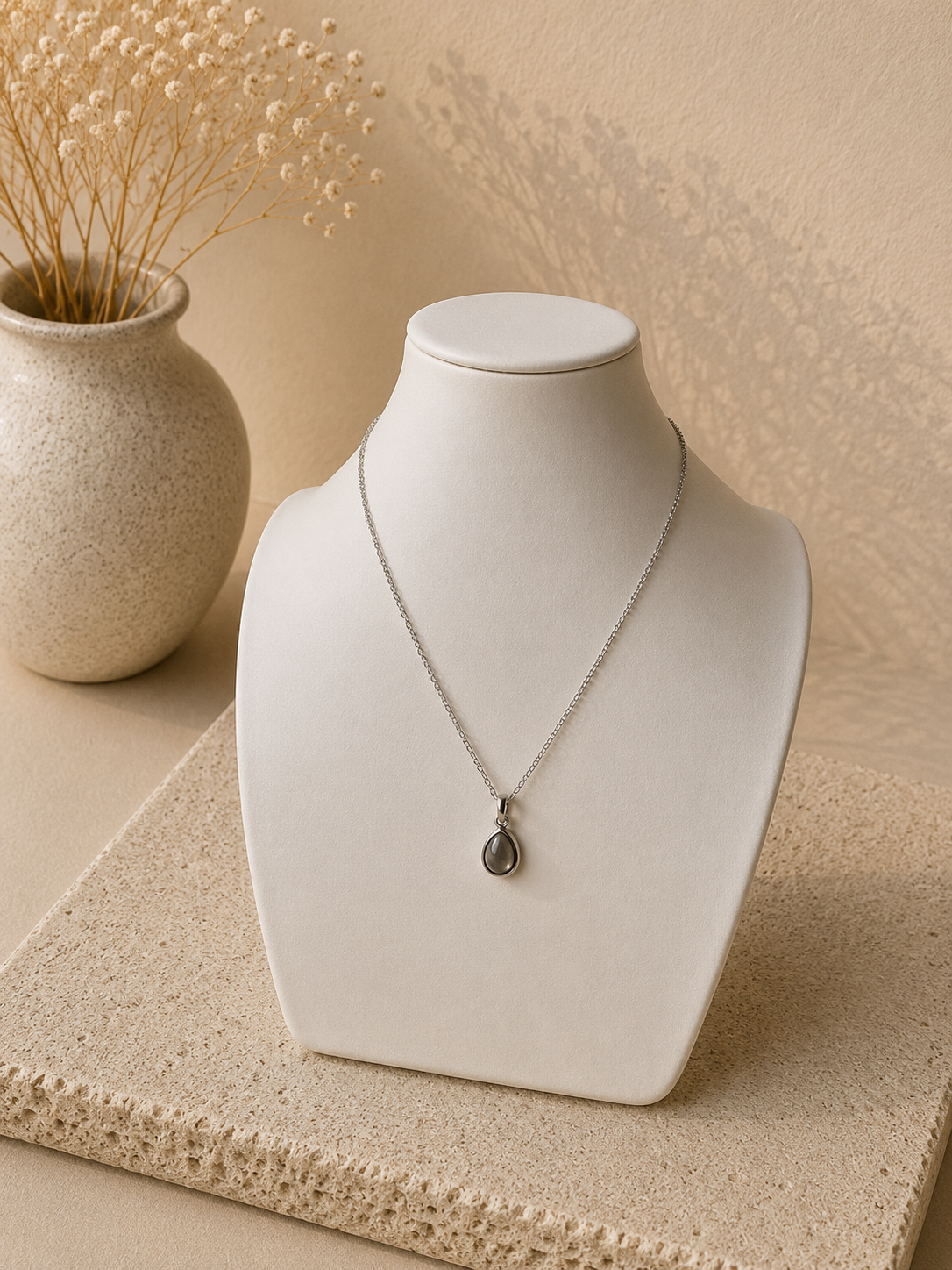 Zilveren Maansteen hanger ketting