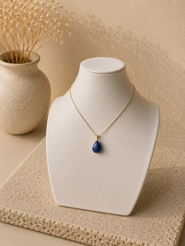 Goudkleurige Ketting met Lapis Lazuli Hanger