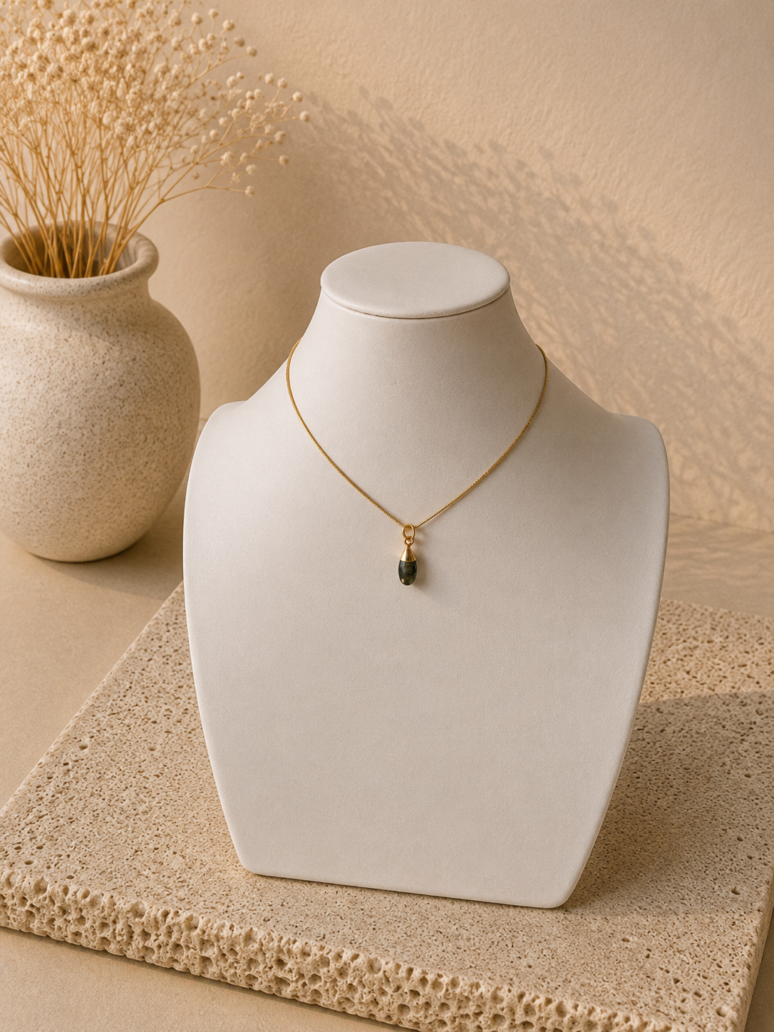 Nieuw! Goudkleurige Ketting met Labradoriet Hanger