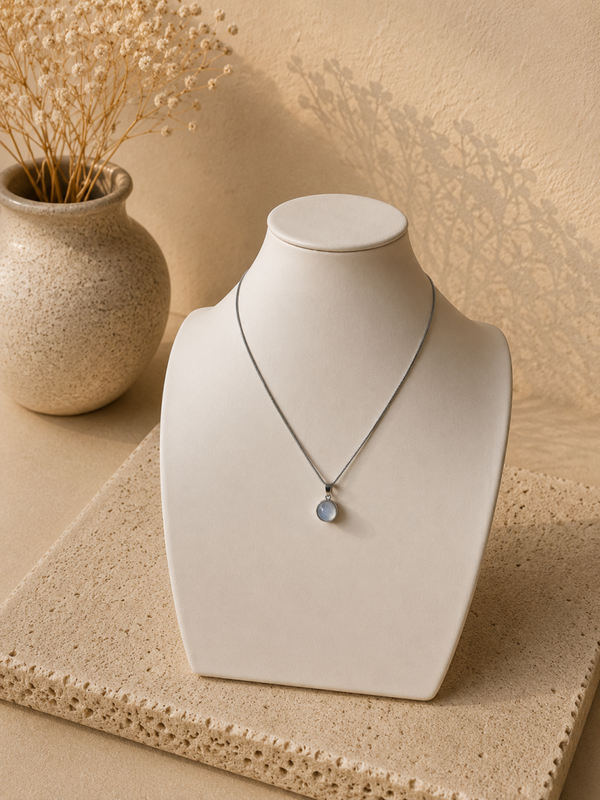 Zilveren Ketting met Witte Jade Hanger