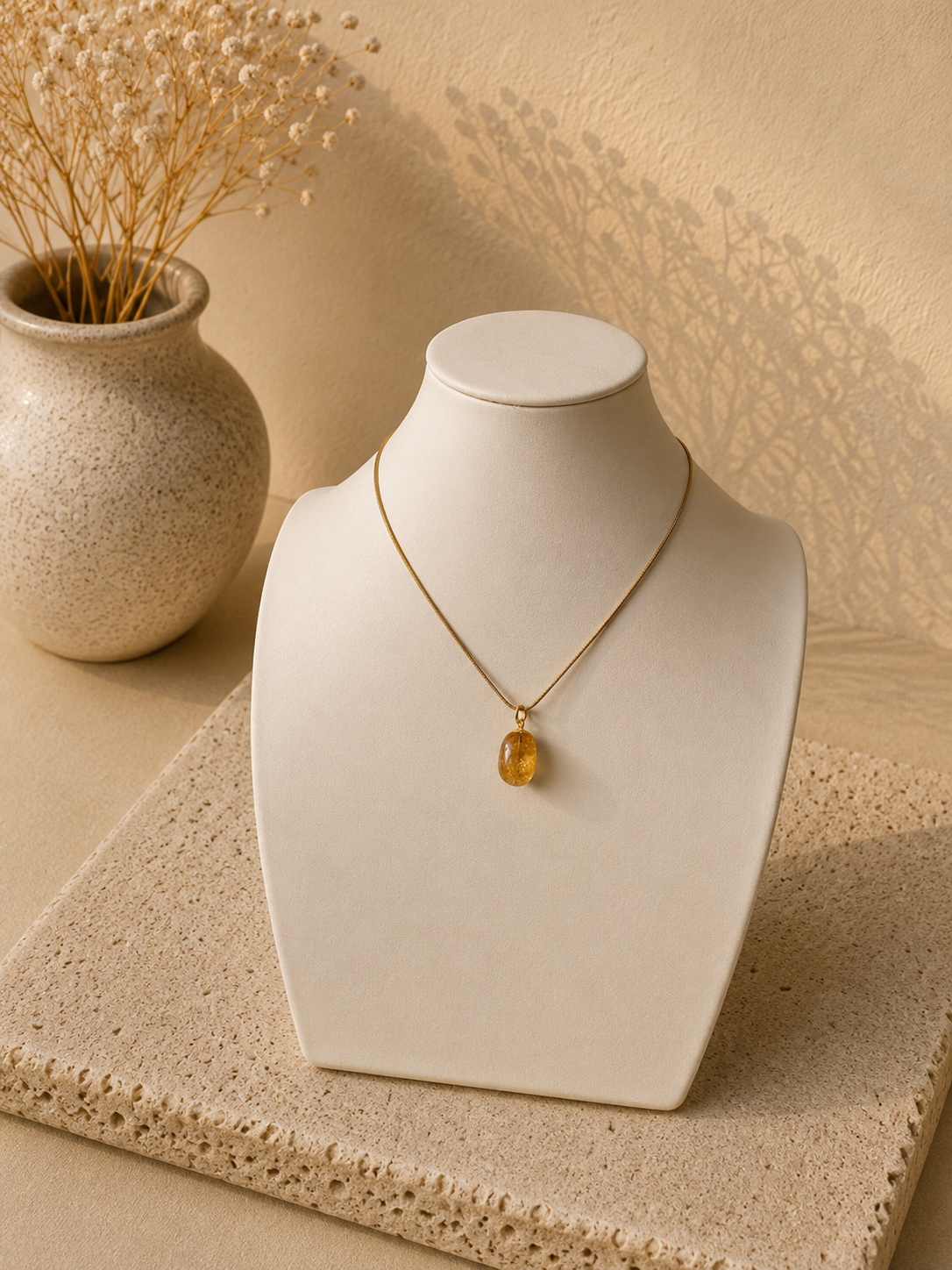 Goudkleurige Ketting met Citrien Hanger