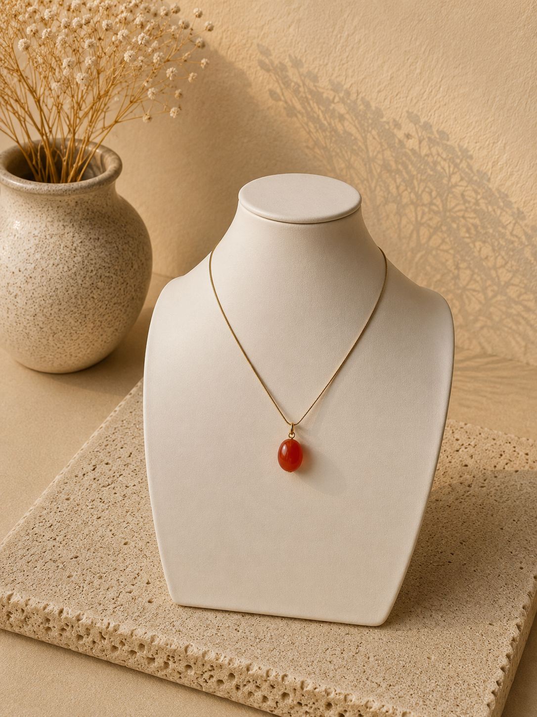 Goudkleurige Ketting met Carneool Hanger