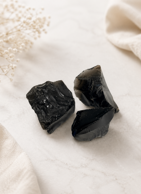 Obsidiaan Zwart Ruwe Brokjes