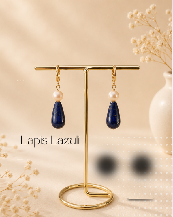 Lapis Lazuli Oorbellen met Parel