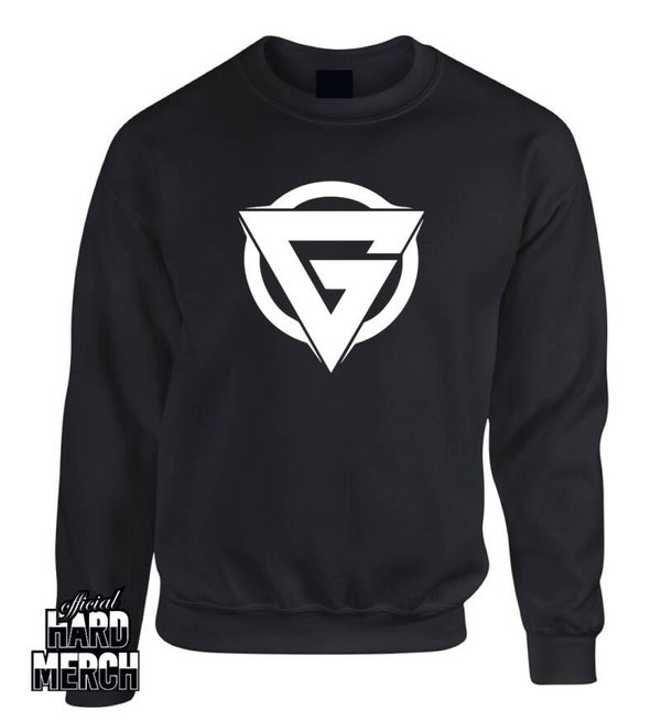 Glitch Logo in white sweater