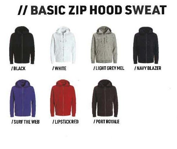 Zip Hoody kleuren