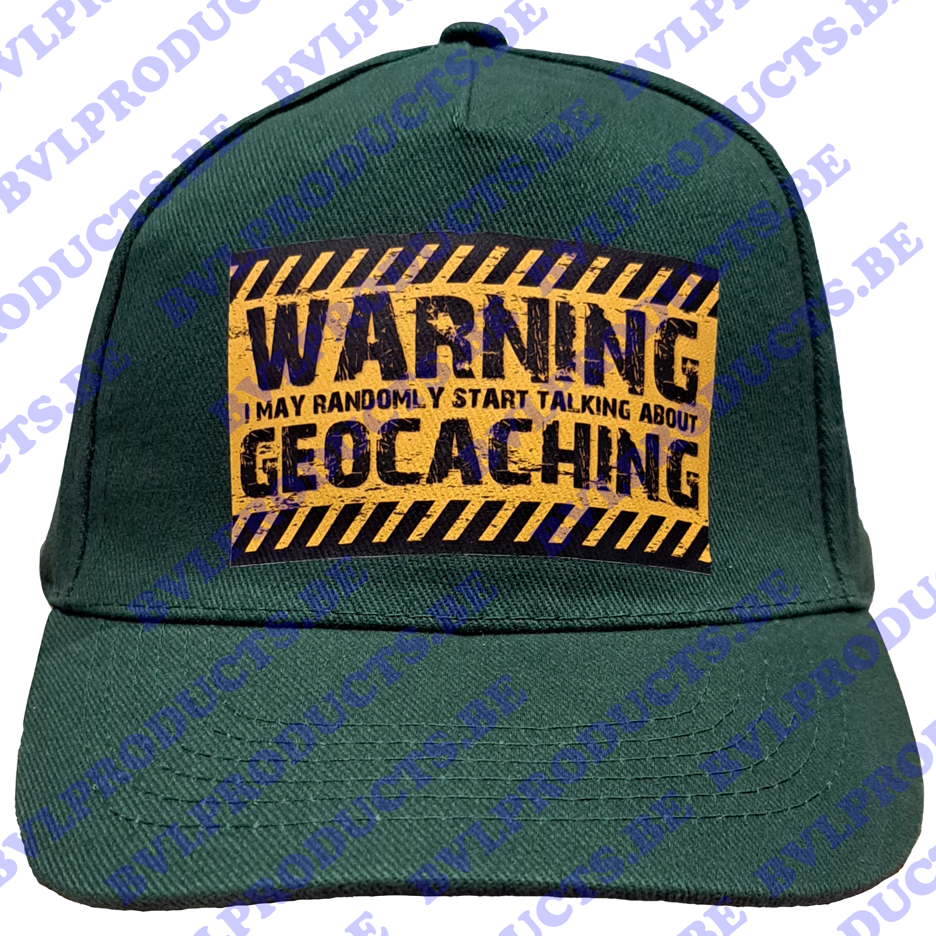 Caps bedrukt logo "Warning i may randomly start talking about geocaching"