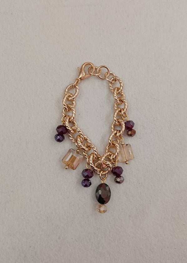 Bracciale a catena con pendenti lilla