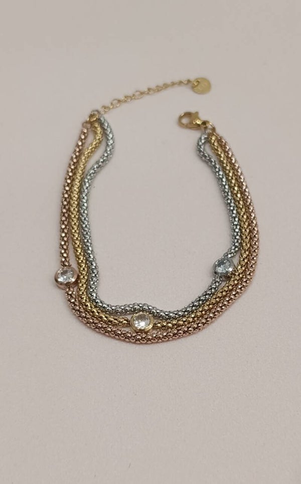 Bracciale tre ori e zirconi