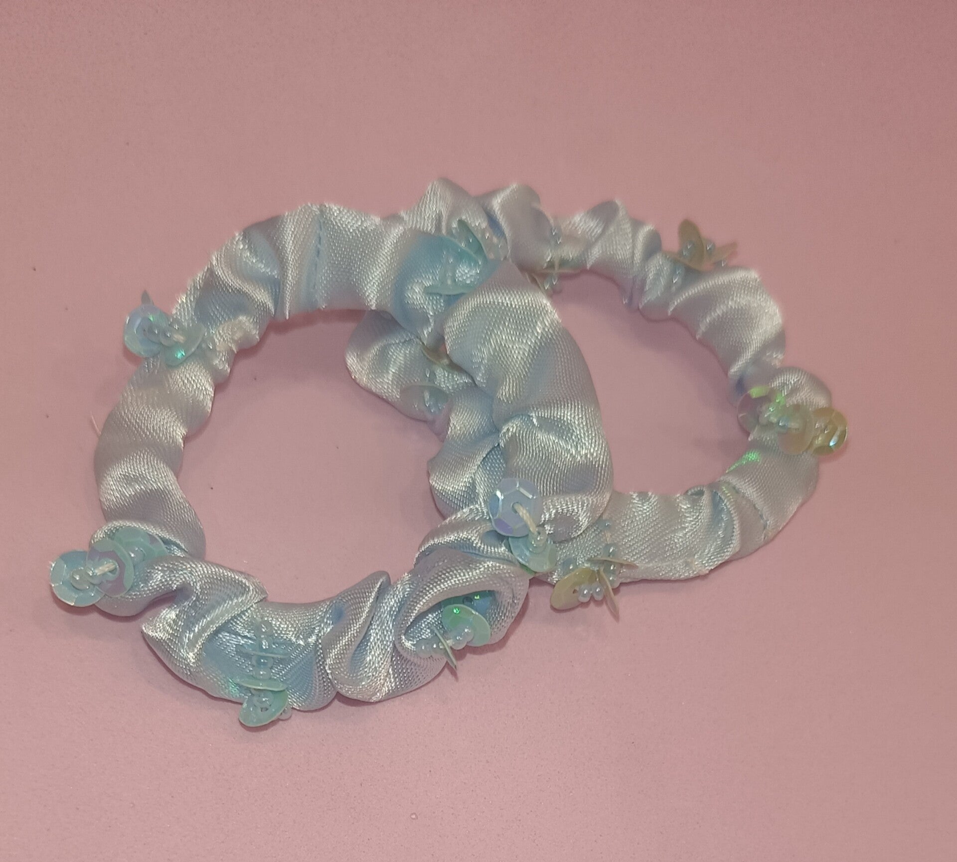 Elastici in raso celeste