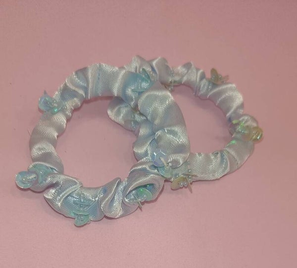 Elastici in raso celeste