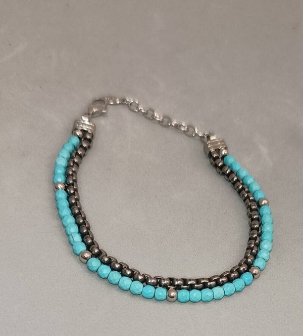 Bracciale doppia unione turchese