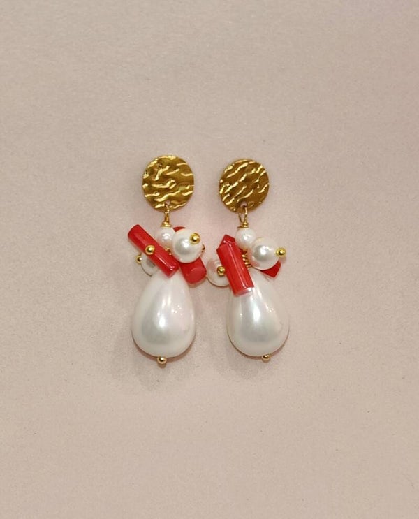 Orecchini Perla e corallo rosso