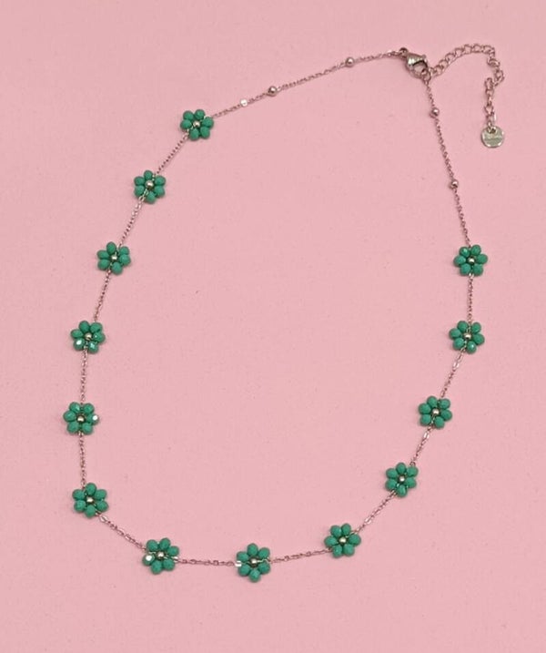 Collana fiori Emerald green