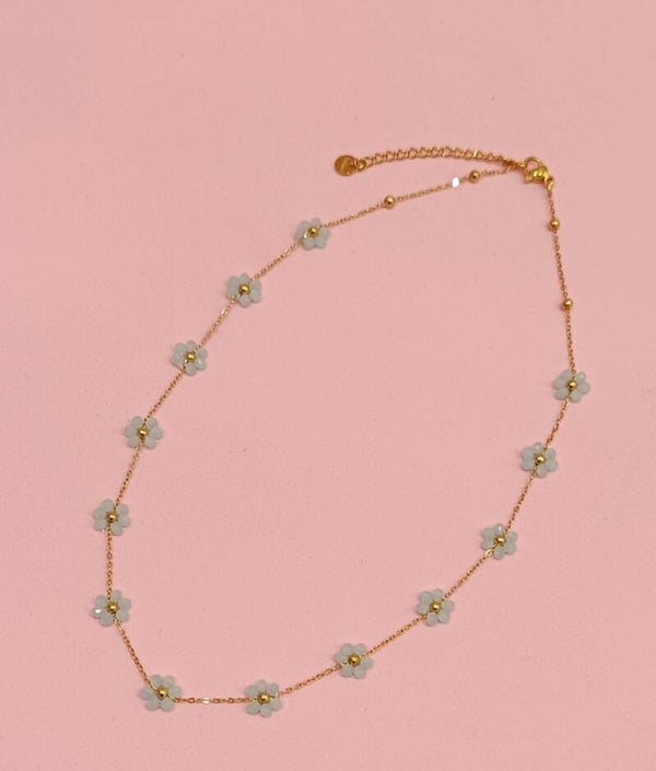 Collana fiori Acquamarina