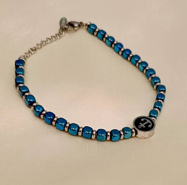 Bracciale azzurro con ⚓
