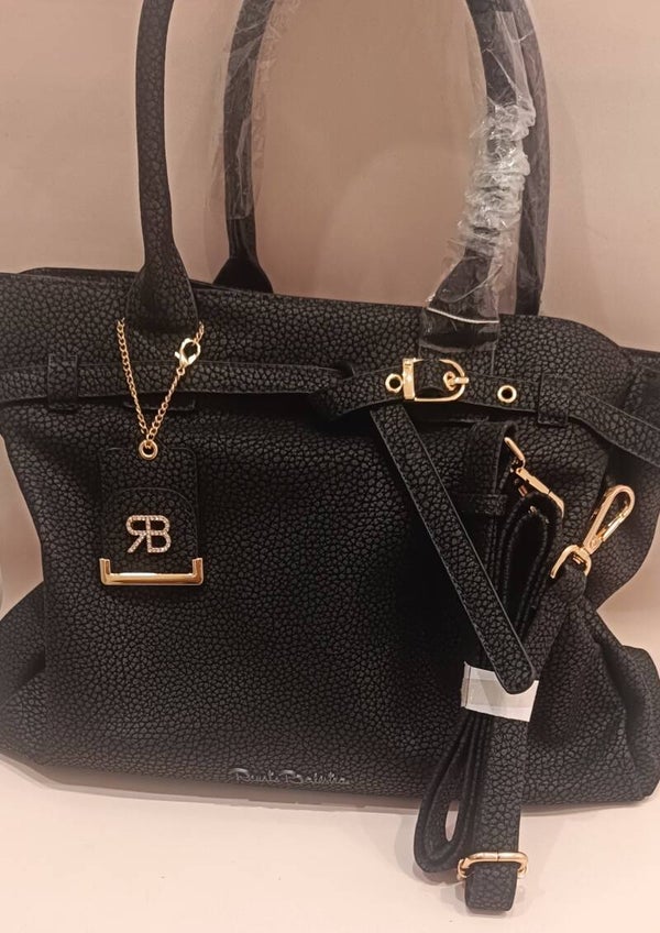 Borsa L in pelle nera RB
