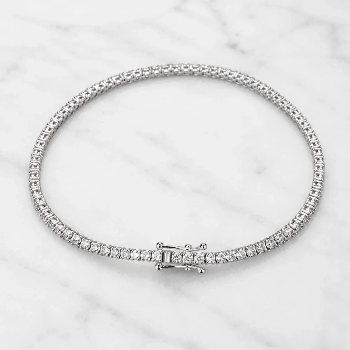 18k White Gold Lab-Grown Diamond Tennis Bracelet