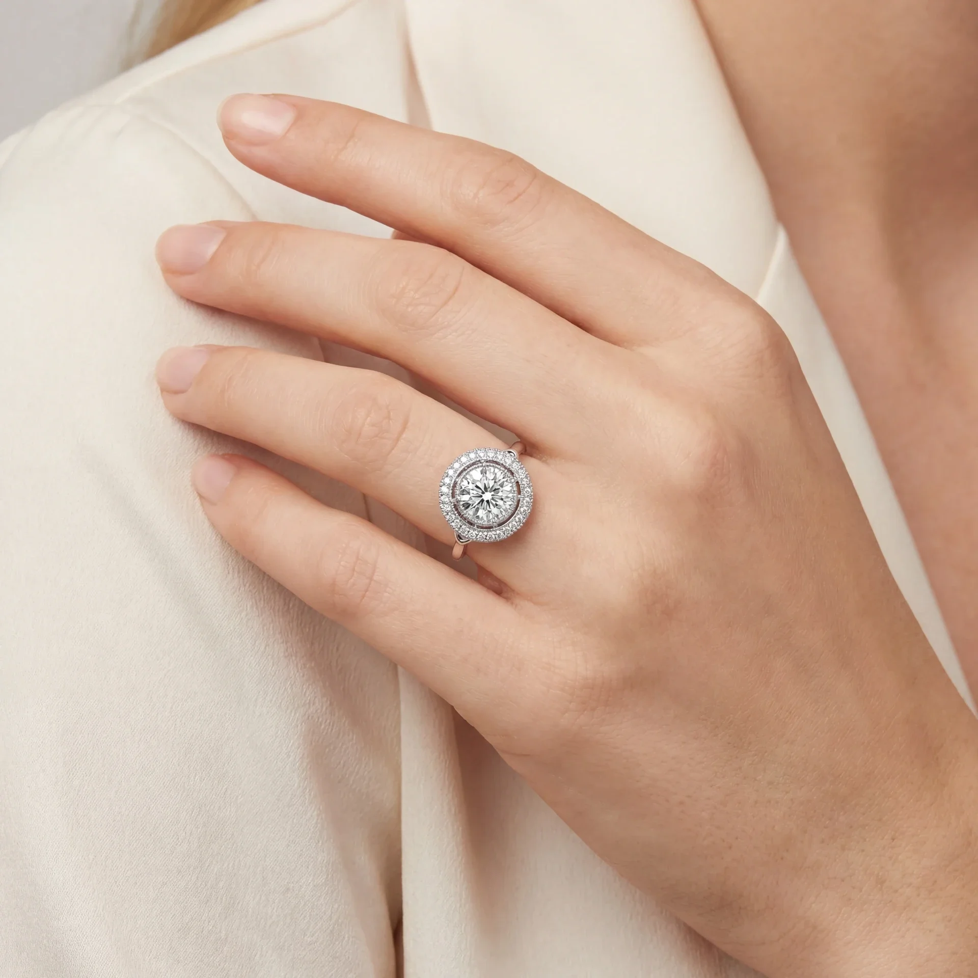 Round Diamond Halo Milgrain Engagement Ring