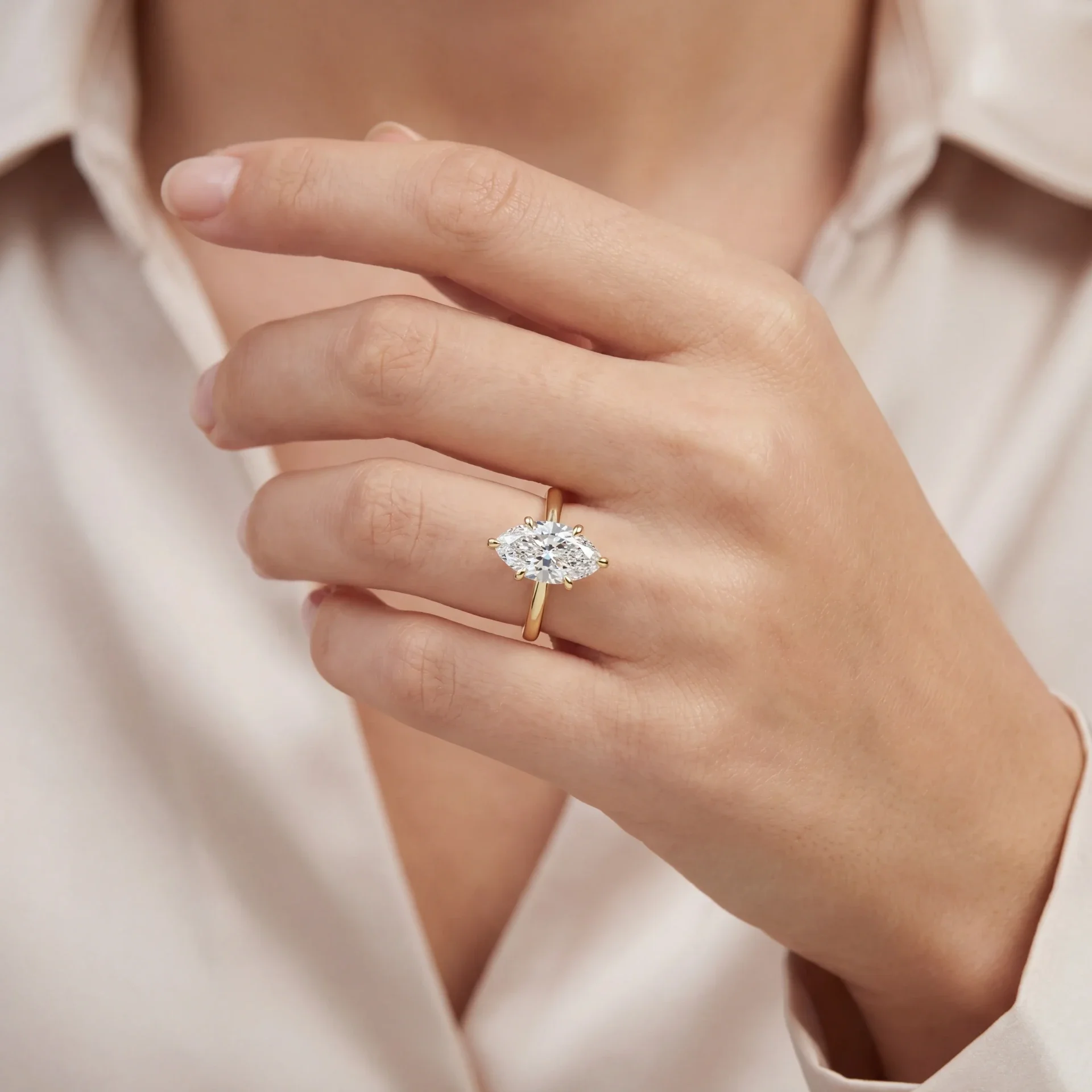 Marquise Shape Lab-Grown Diamond Solitaire Engagement Ring