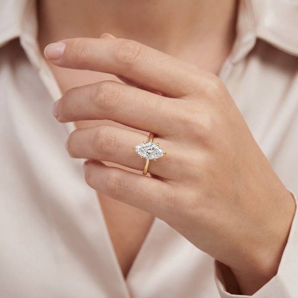Marquise Shape Natural Diamond Solitaire Engagement Ring