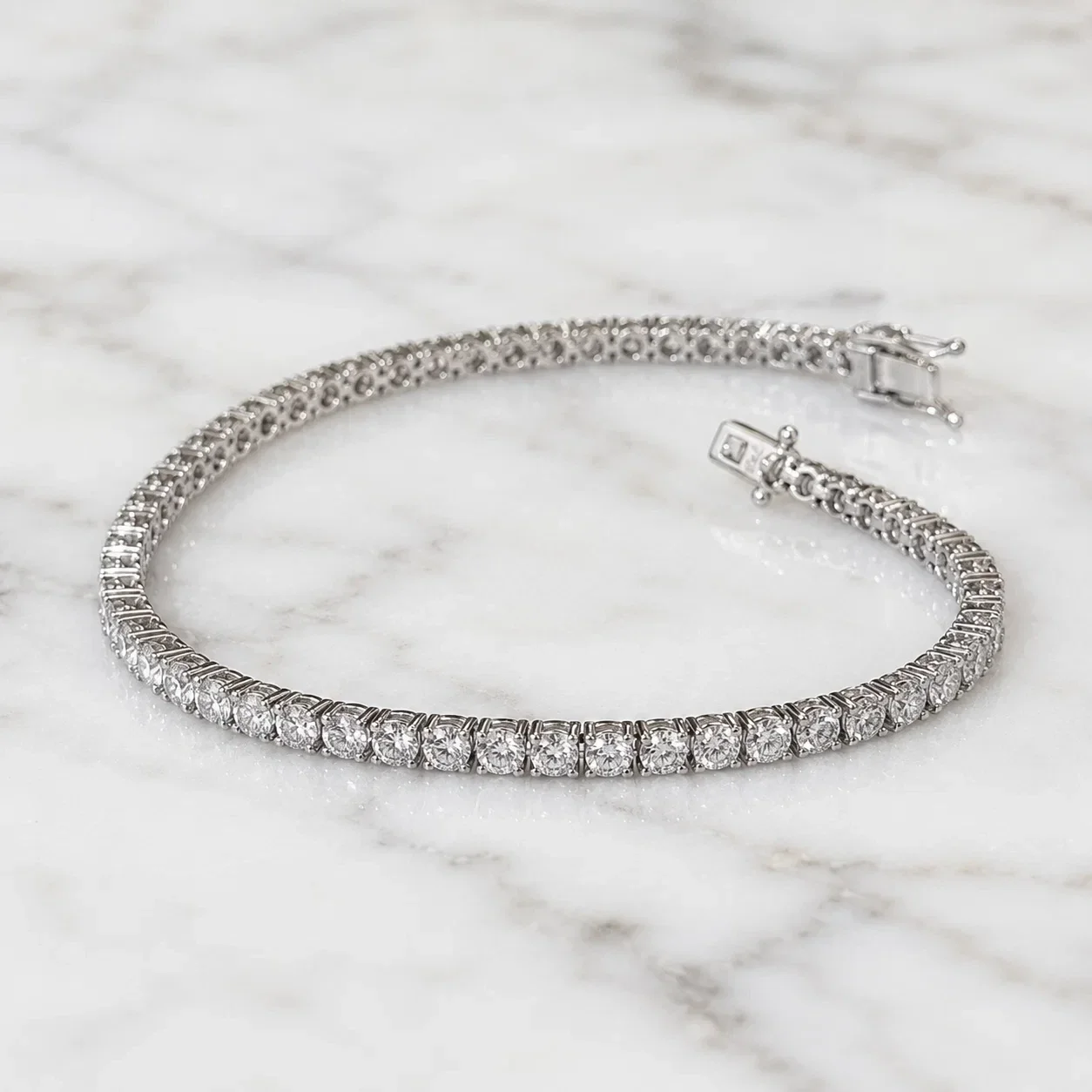 18k White Gold Lab-Grown Diamond Tennis Bracelet