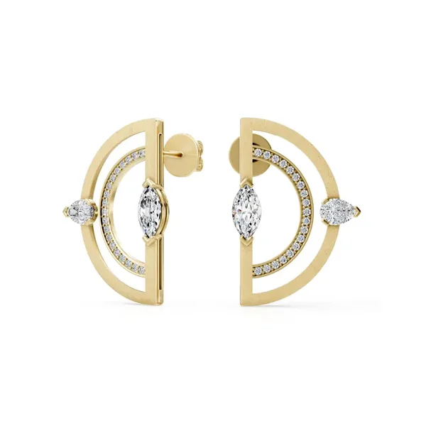 Geometric Marquise and Pear Natural Diamond Earrings