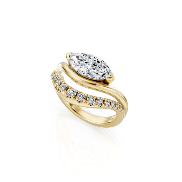 East-West Marquise Natural Diamond Engagement Ring