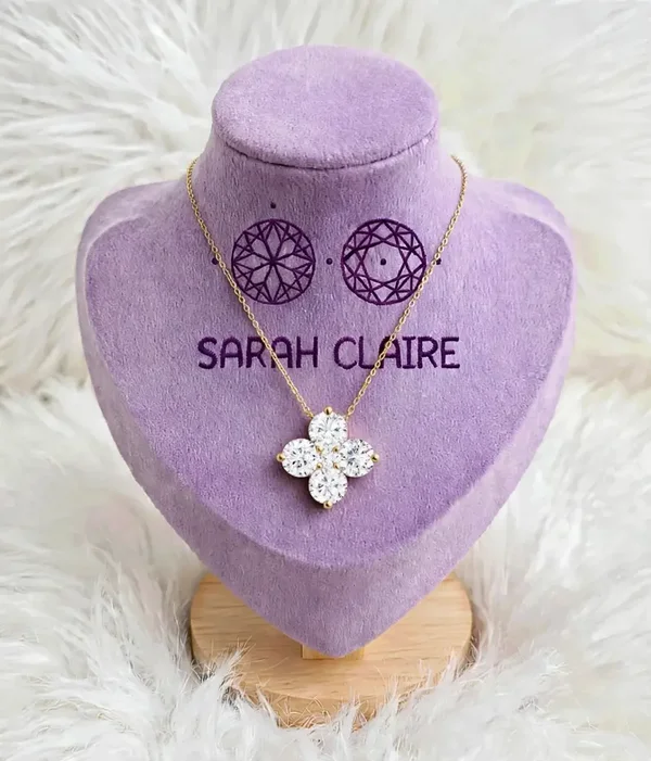 Round Lab-Grown Diamond Clover Pendant