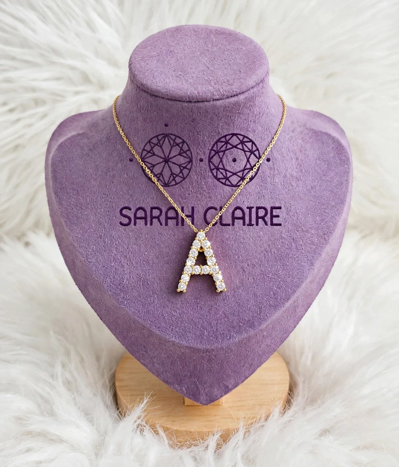 Lab-Grown Diamond Initial ‘A’ Pendant with Chain