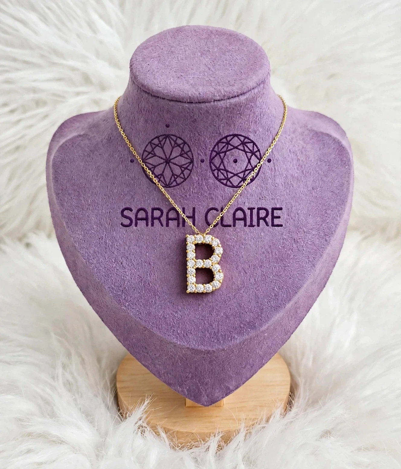 Lab-Grown Diamond Initial ‘B’ Pendant with Chain