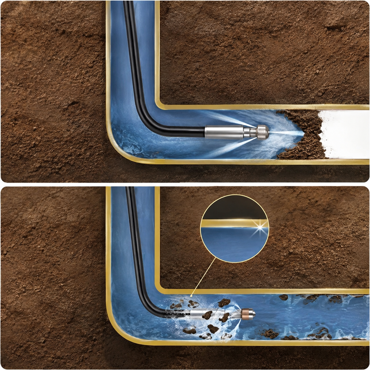 Nettoyage d'une canalisation par hydrocurage