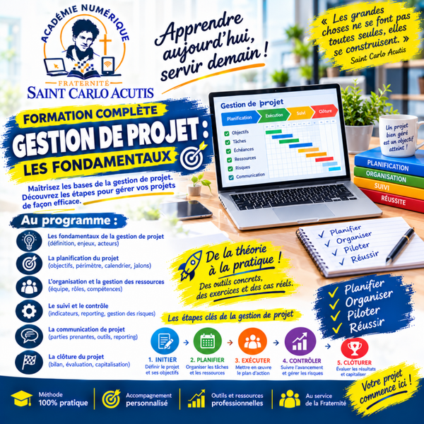 Gestion de projet : les fondamentaux Maitrisez les bases de la gestion de projet. Découvrez les étapes pour gérer vos projets de façon efficace.