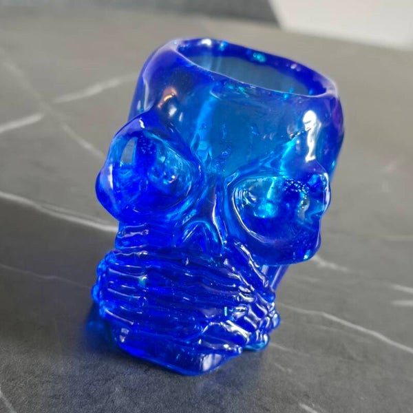 Electric Blue Schedel Kandelaar/Potje