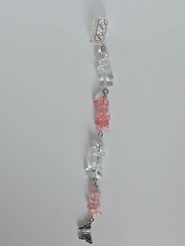 Betoverende Bohemien Haarcharm met kwarts en Bergkristal